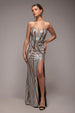 Goddiva Strapless Multi Sequin Maxi Dress - Champagne