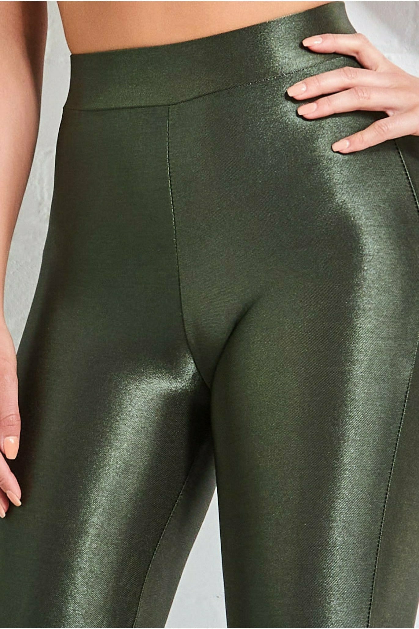 Goddiva Disco Leggings - Khaki