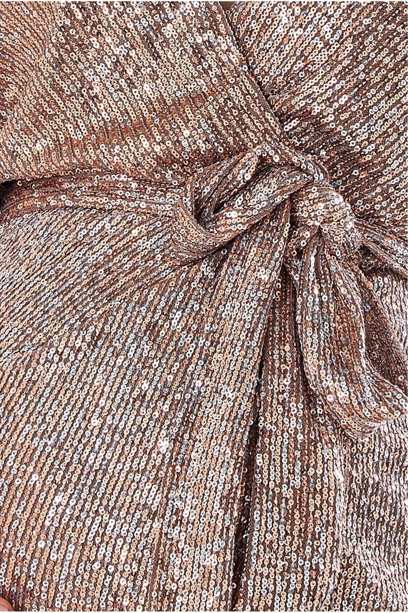 Goddiva Maternity Wrap Sequin Midi Champagne