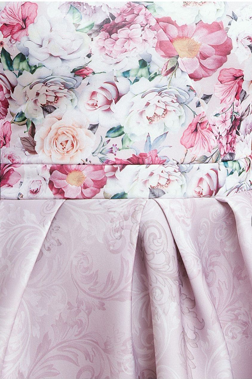 Goddiva Sweetheart Floral Midi Dress - Blush Pink