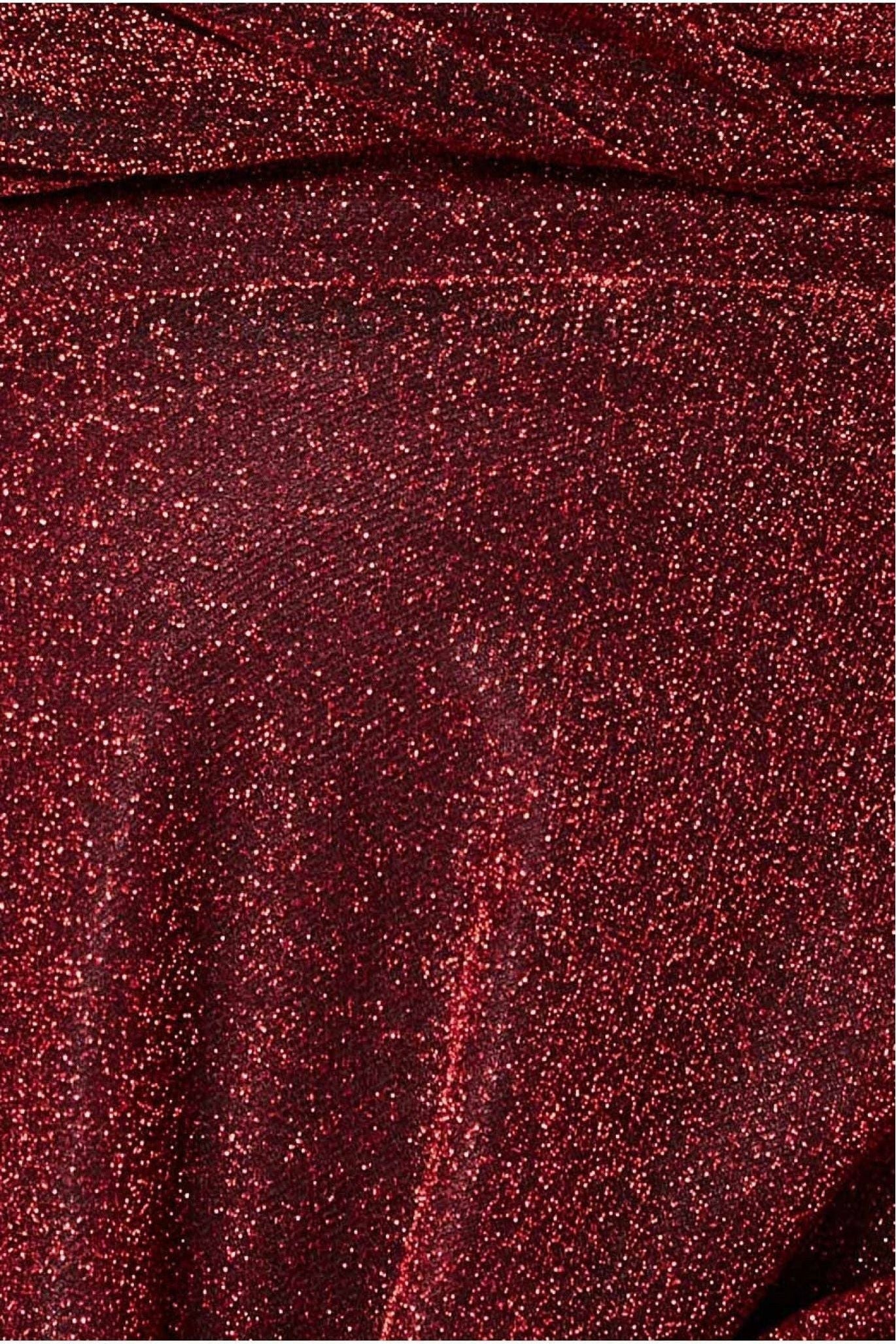 Goddiva Plus Crossover Lurex Glitter Maxi Dress - Wine