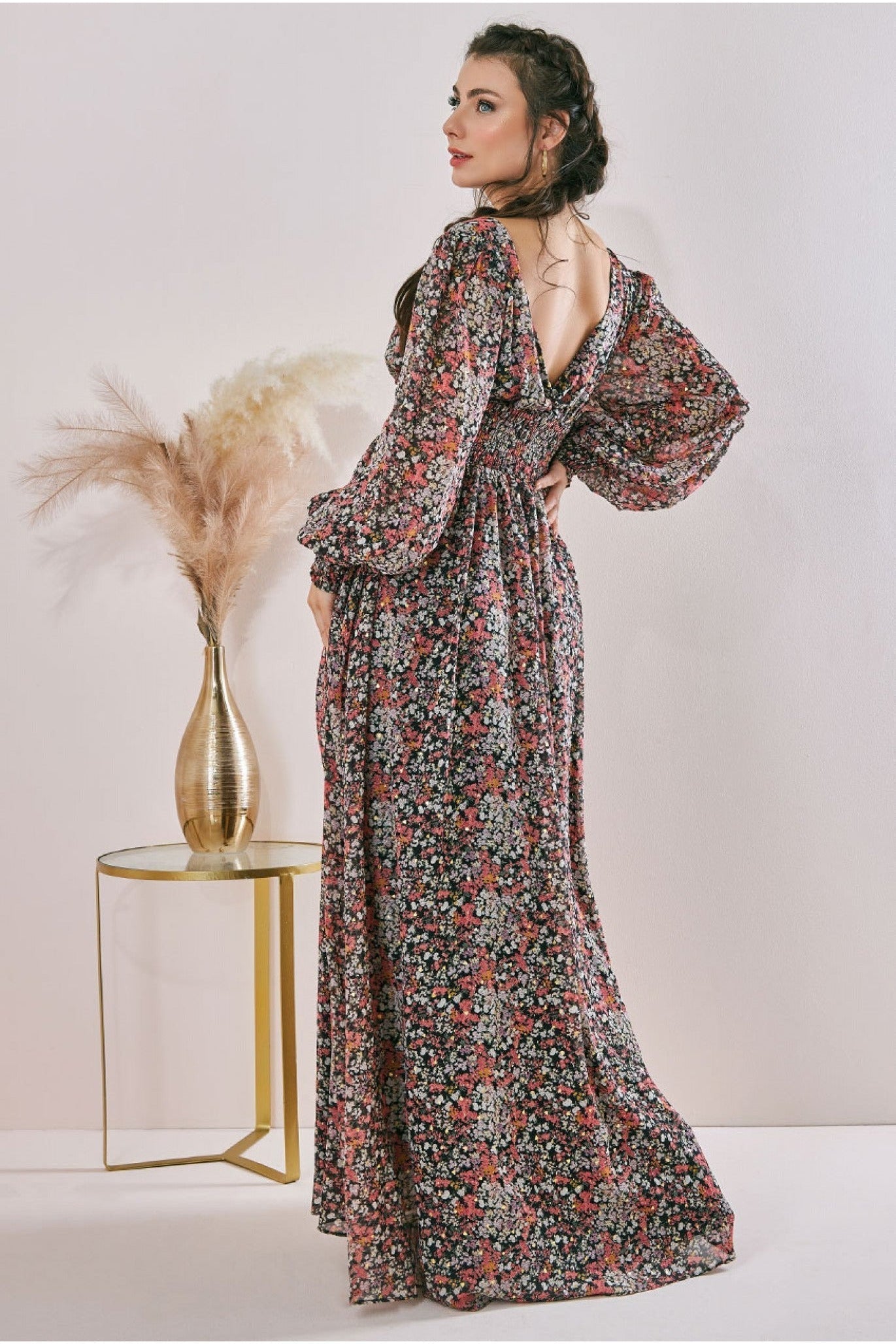 Goddiva Maternity Long Sleeve Maxi Floral Print