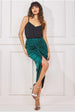 Goddiva Satin Knotted Midi Skirt - Emerald Green