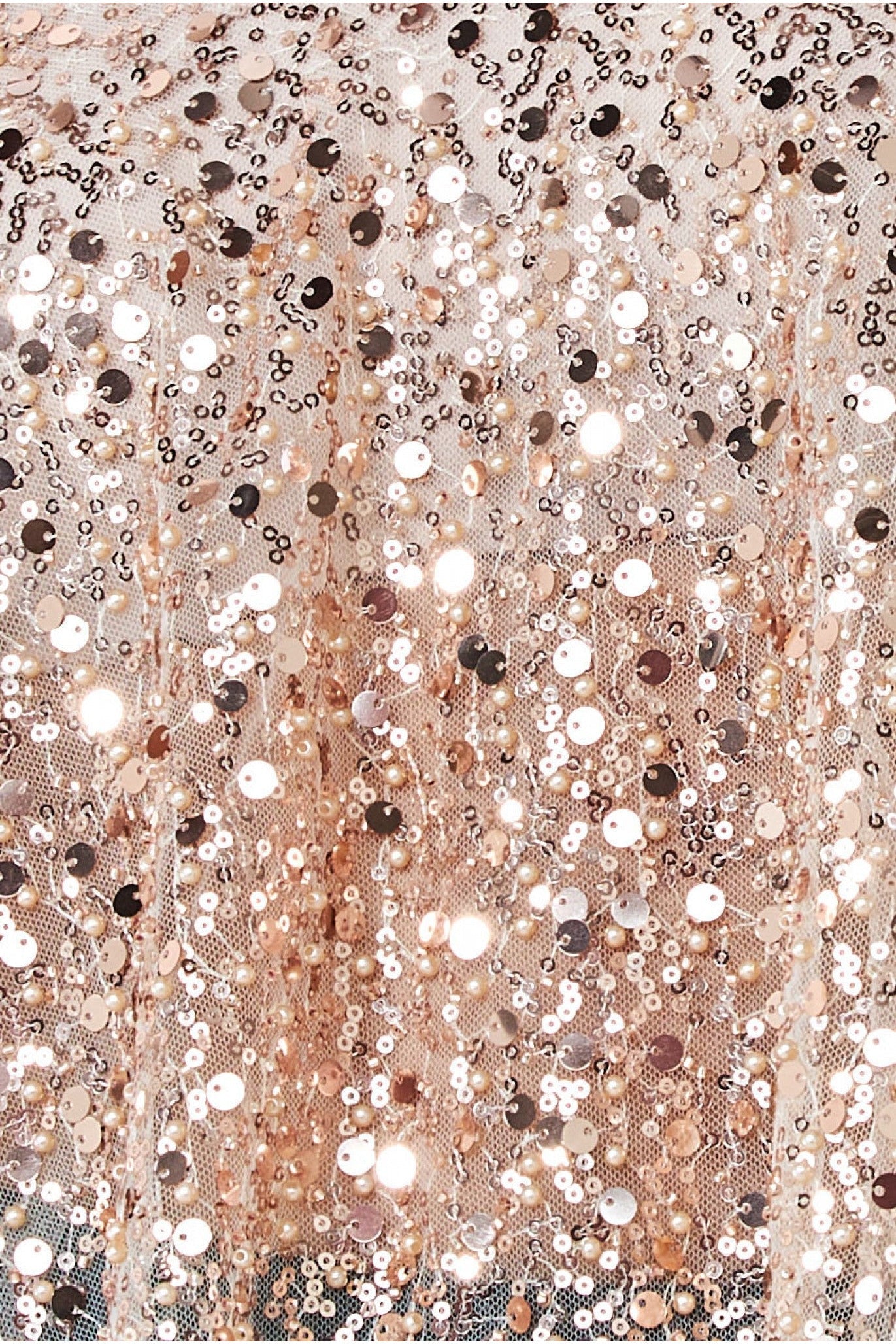 Goddiva Naked See Through Sequin Cami - Champagne