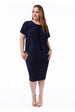 Goddiva Slouchy Short Sleeve Midi With Round Neck - Navy