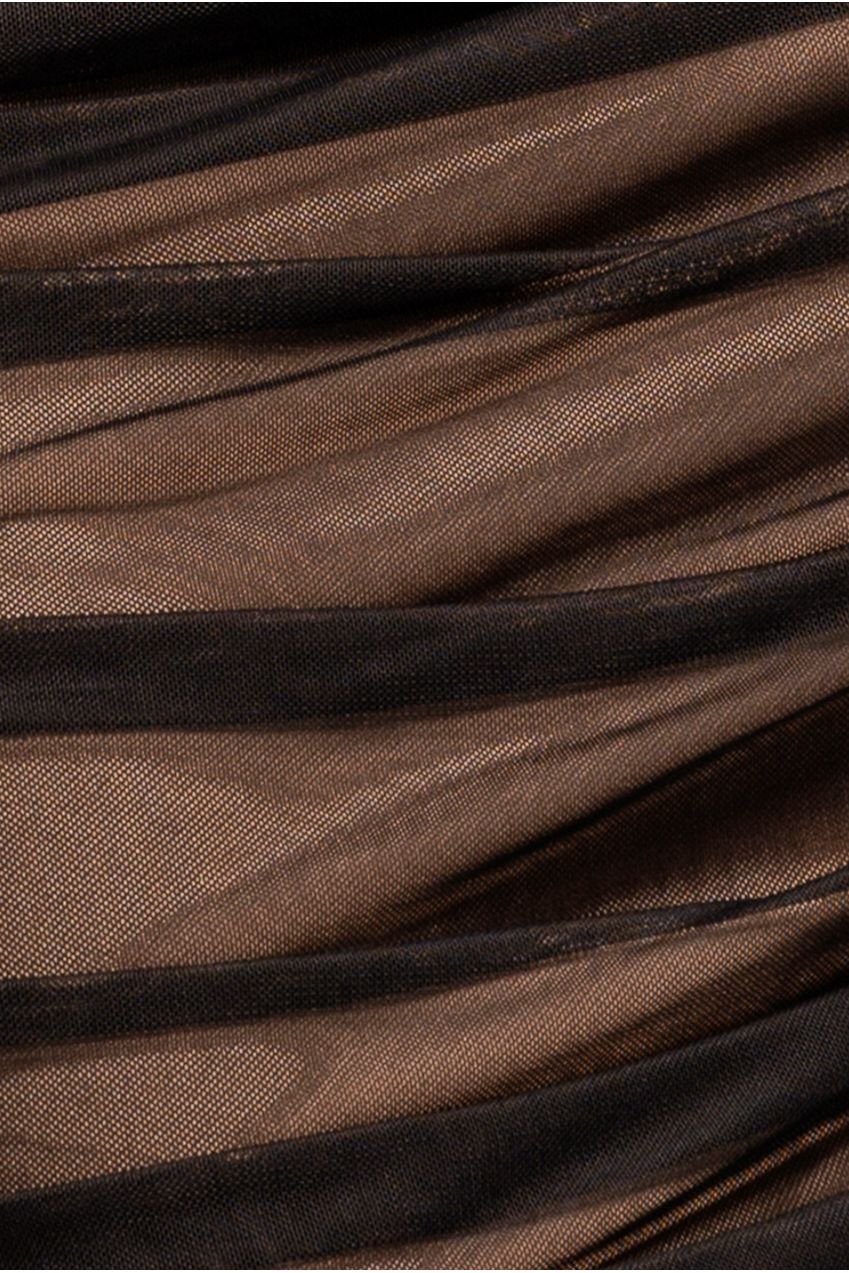 Goddiva Gathered Side Mesh Midi Skirt - Black