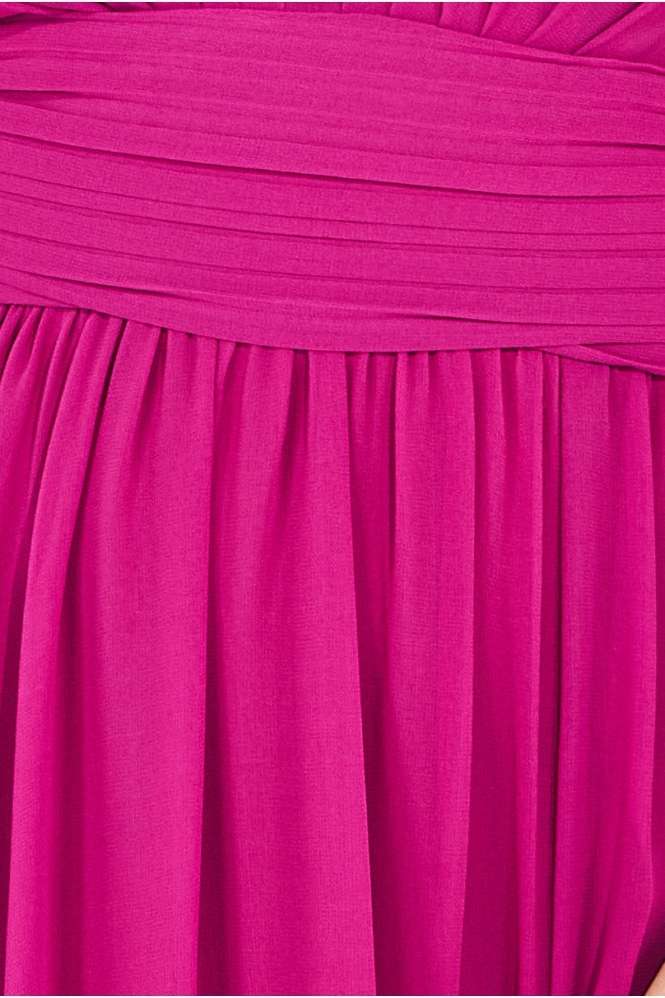 Goddiva Halterneck Chiffon Maxi With Thigh Split - Magenta