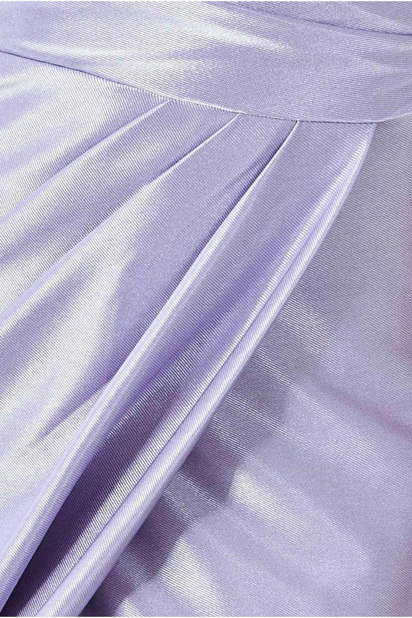 Goddiva Cowl Neck Bardot Satin Maxi Front Split - Lilac