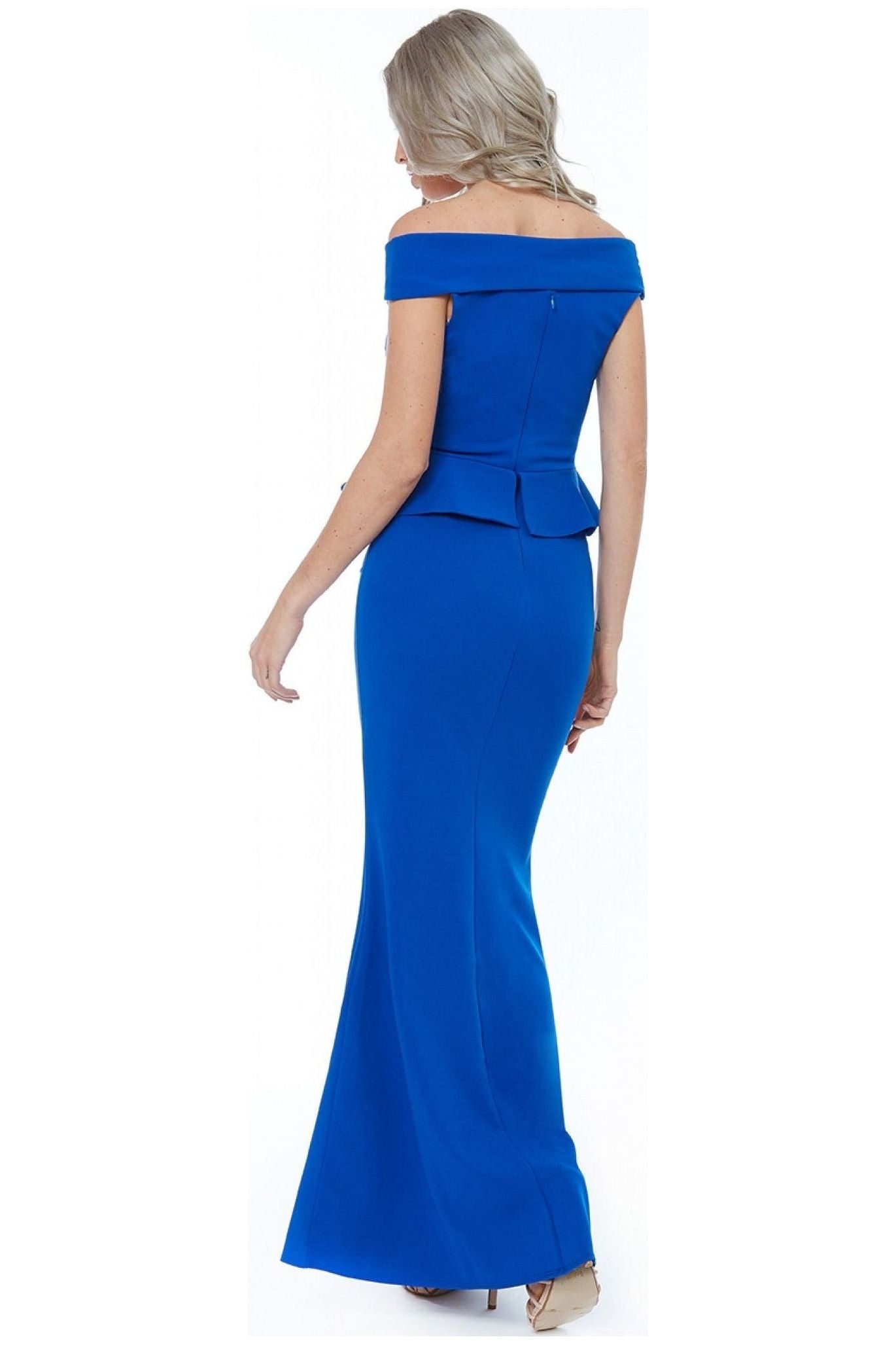 Goddiva Bardot Crossover Maxi Dress - Vividblue