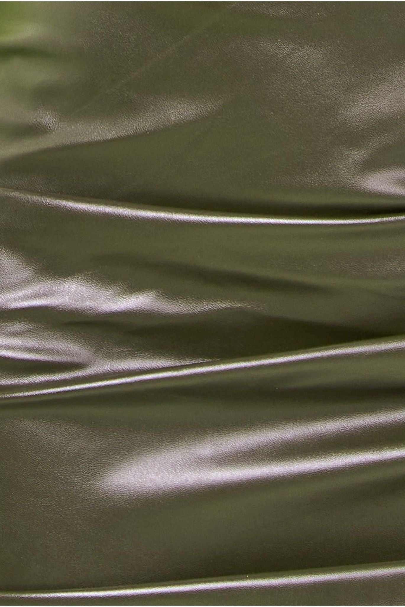 Goddiva Cut Out Faux Leather Mini Dress - Khaki