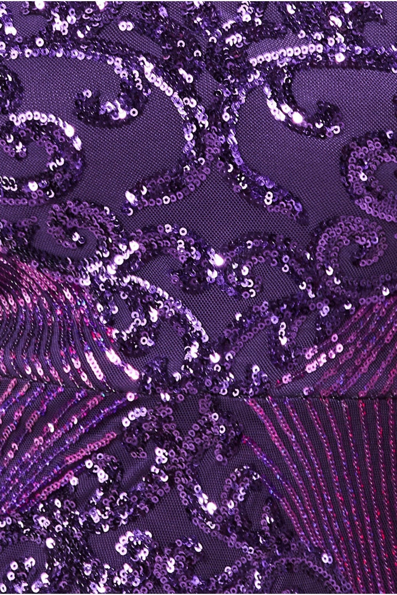 Goddiva Contrast Sequin Long Sleeve Maxi Dress - Purple