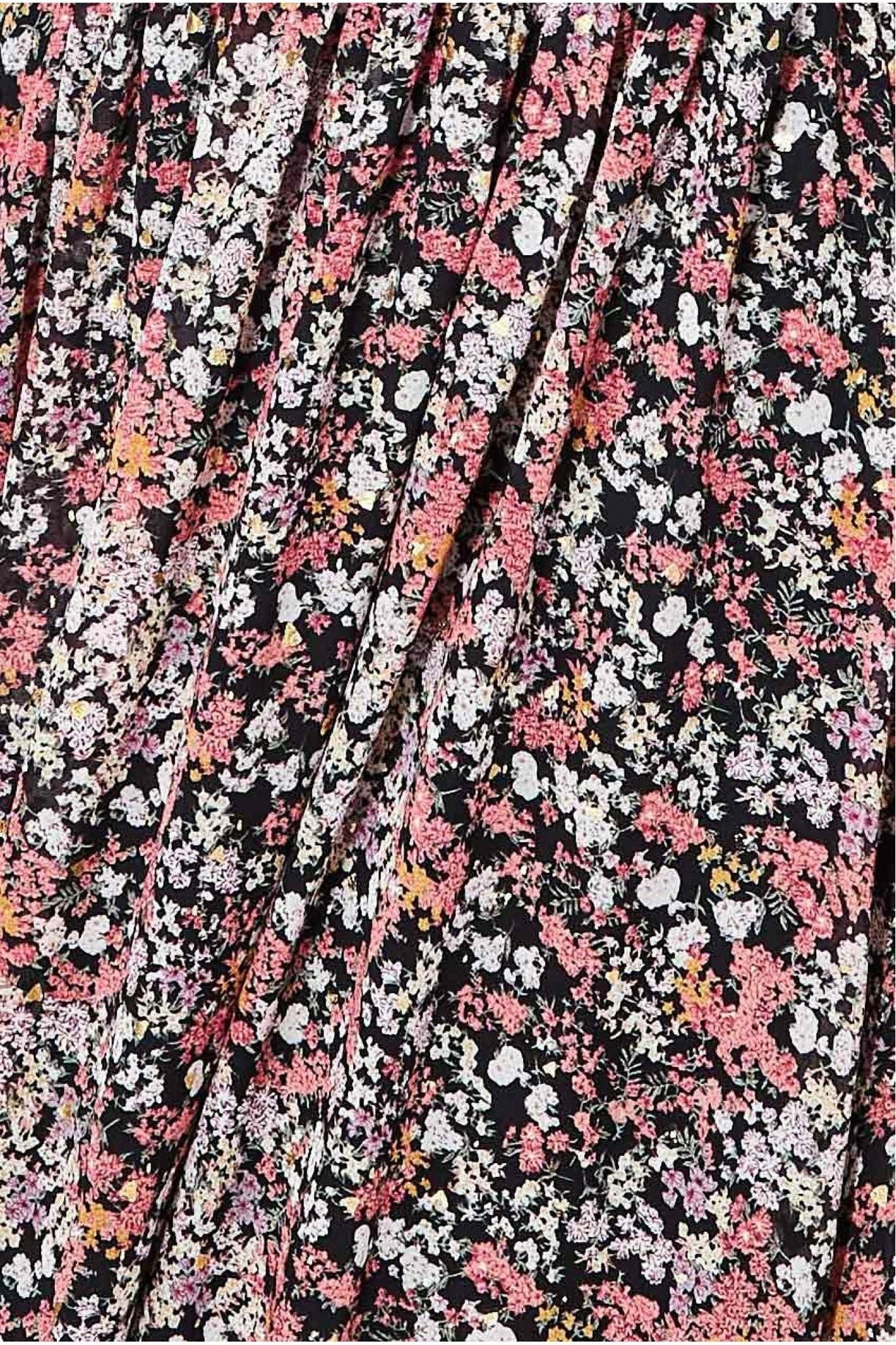 Goddiva Long Sleeve Maxi Shirred Waistband - Floral Print