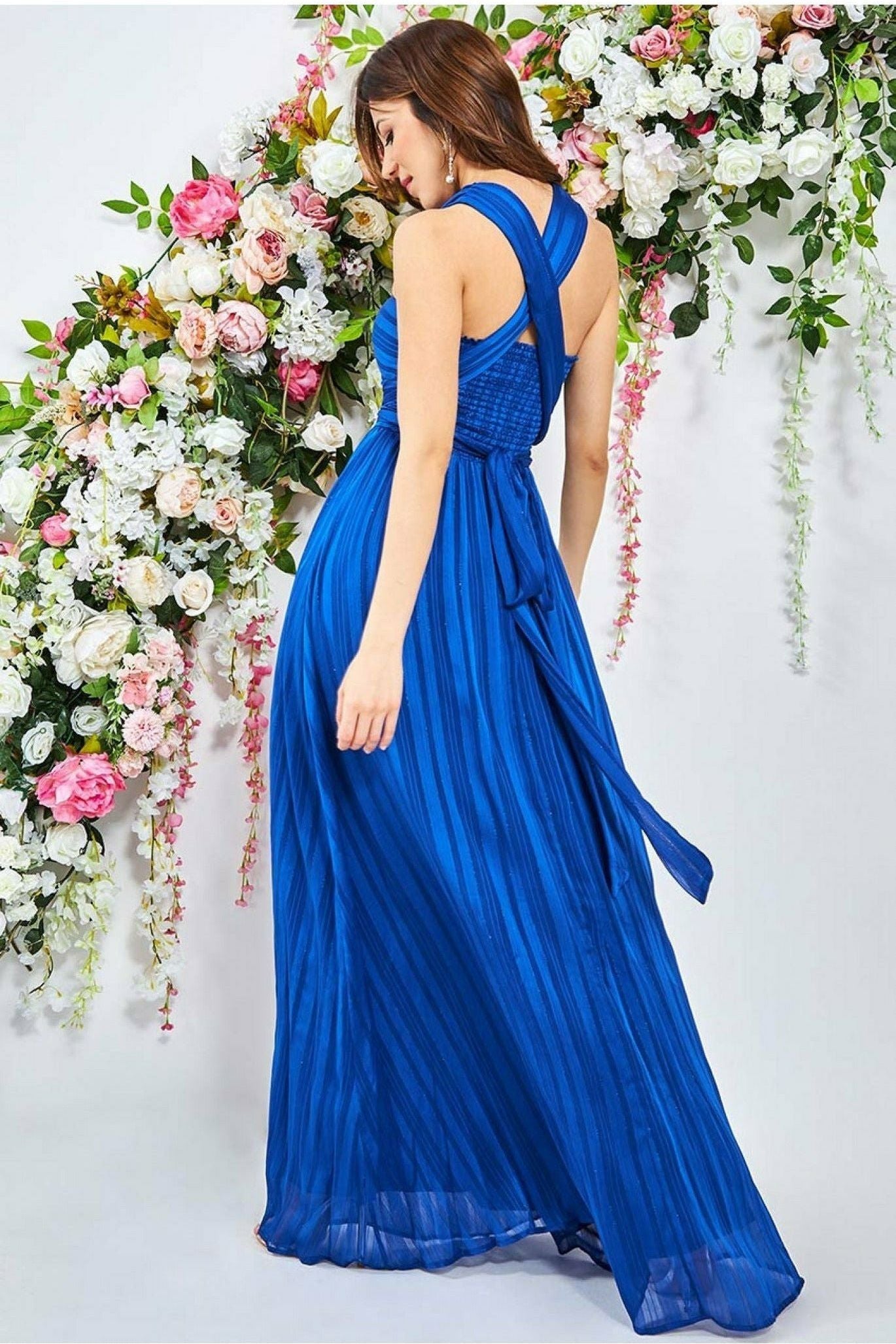 Goddiva Crossover Multiway Maxi Dress - Royal Blue