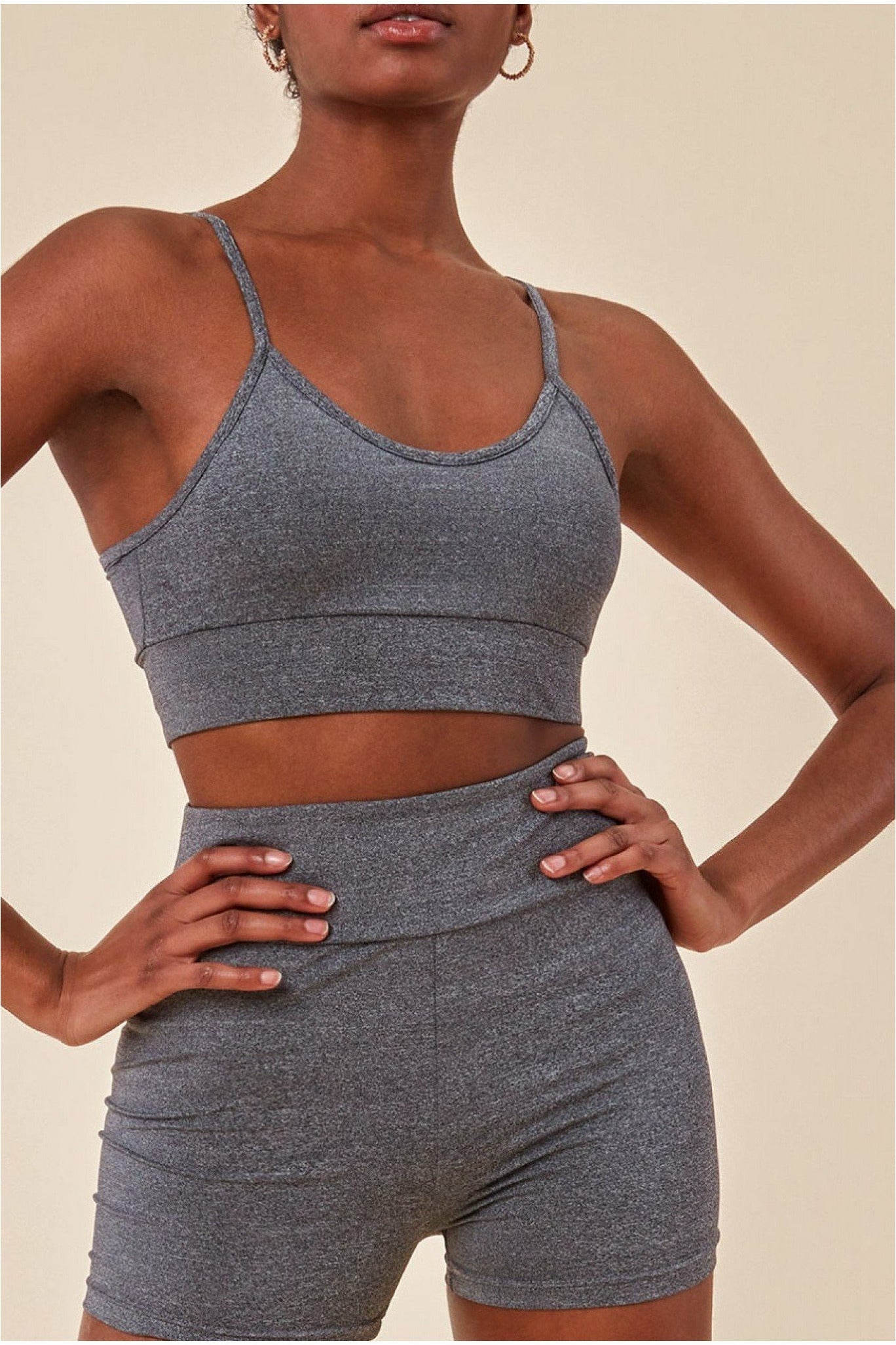 Cosmochic Cropped Bralette & Cycle Short Set - Gray