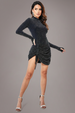City Goddess High Neck Drawstring Mini Dress - Navy