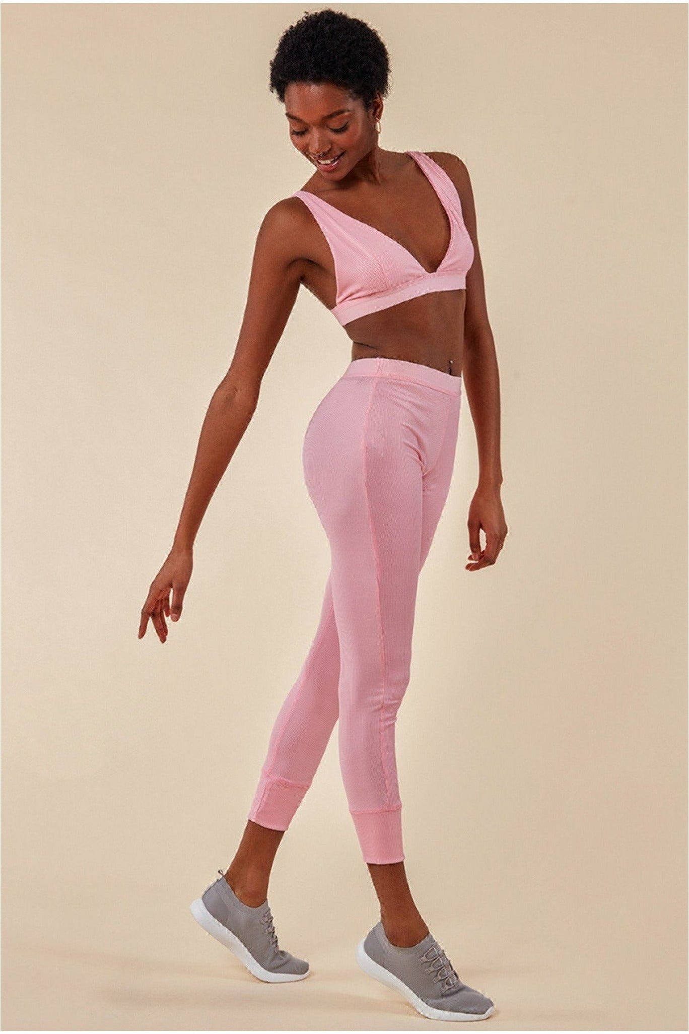 Cosmochic Bralette Legging Workout Lounge Set - Pink