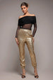 Goddiva Sequin Cuffed Ankle Pant - Gold