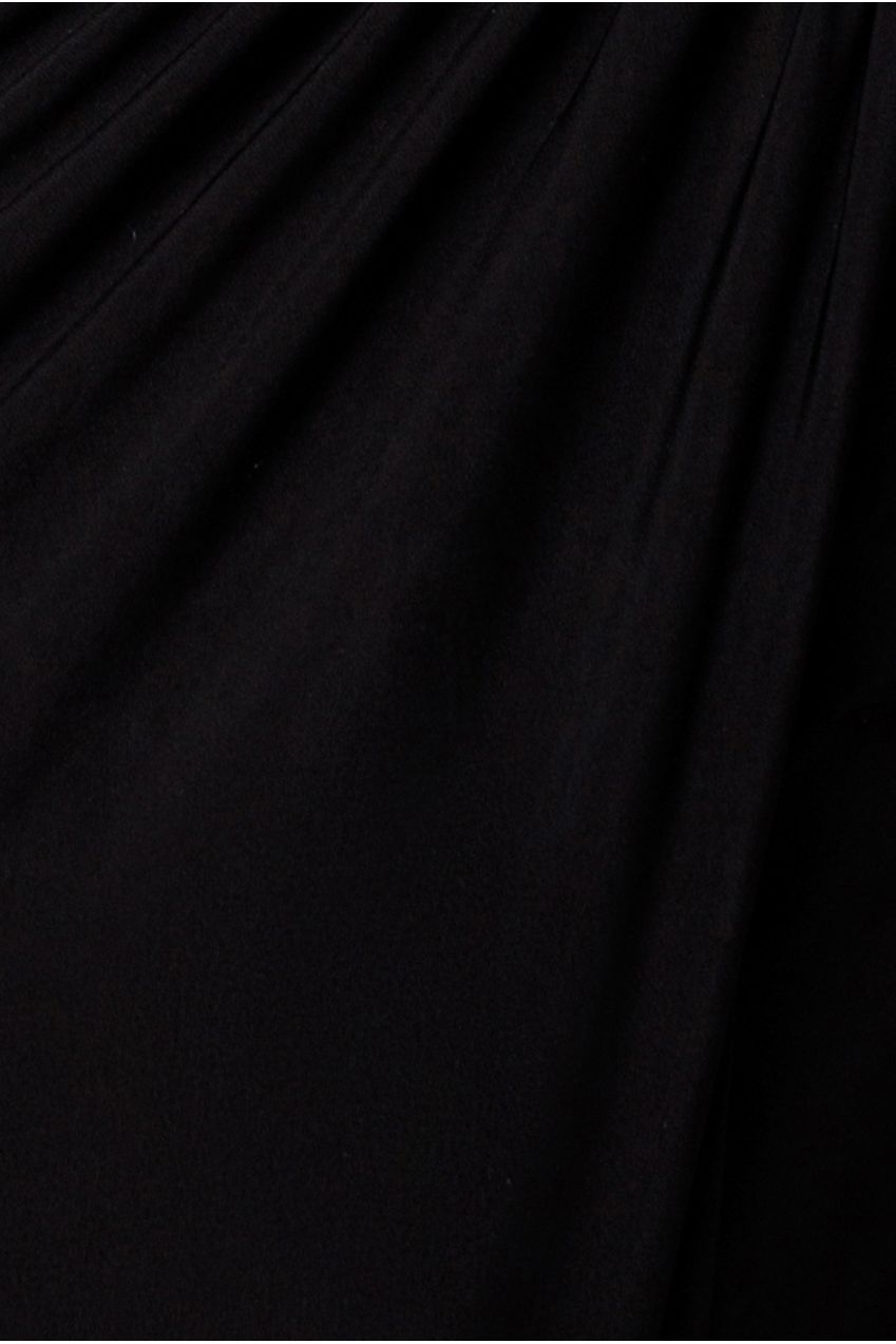 Goddiva Asymmetric Gathered Front Split Maxi Skirt - Black