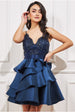 Goddiva Layered Frilled Mini Dress - Navy