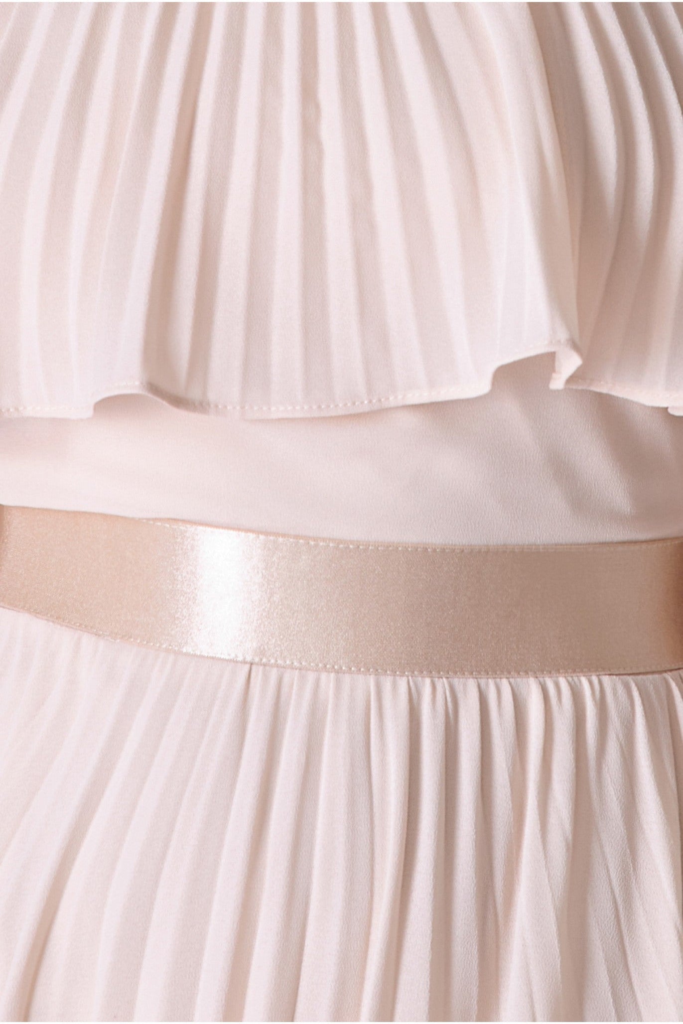 Goddiva Pleated Chiffon Off Shoulder Maxi Dress - Ivory