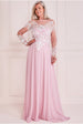 Goddiva Mesh & Lace Embroidered Bodice Maxi - Blush