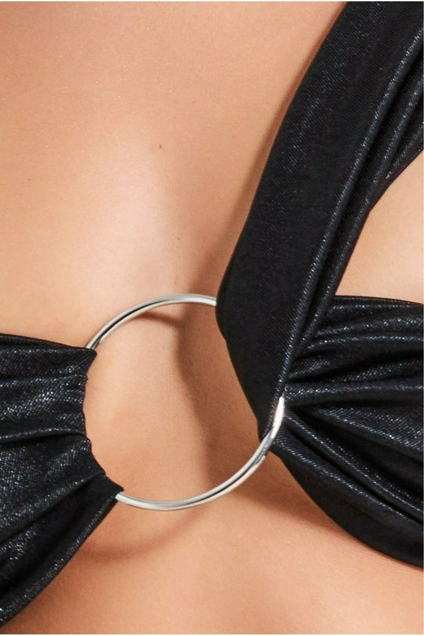 Goddiva Ring Detail Bralette - Black