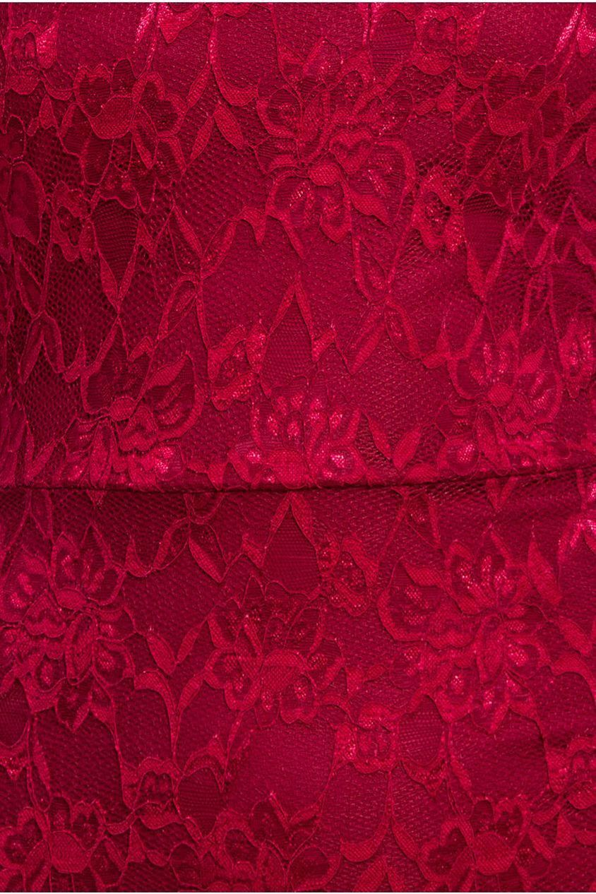 Goddiva One Shoulder Scalloped Neck Maxi Dress - Wine