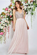 Goddiva Sequin Bodice Pleated Maxi Dress - Blush