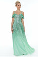 Goddiva Flutter Sleeve Sequin & Chiffon Maxi Dress - Mint