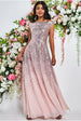 Goddiva Pleated Bodice Sequin & Chiffon Maxi Dress - Rose