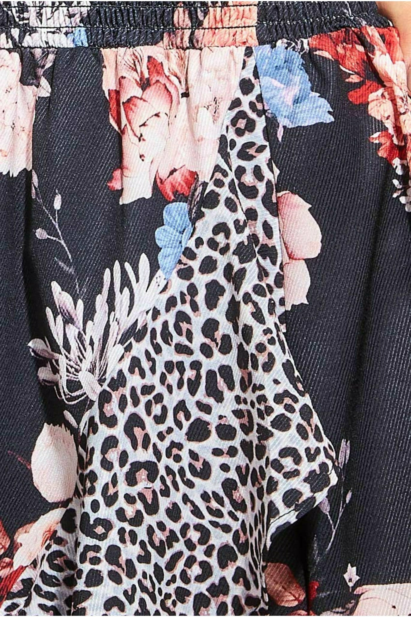 Goddiva Contrast Print Boobtube Midi Dress - Leopard Print