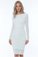 Goddiva Long Sleeve Bodycon Midi Dress - Cream